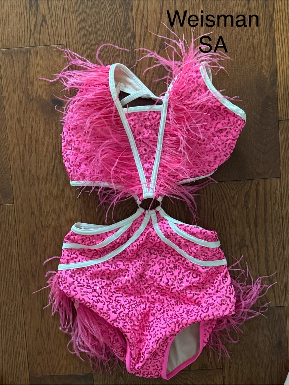 Weissman Bright Pink Feathered Dance Costume